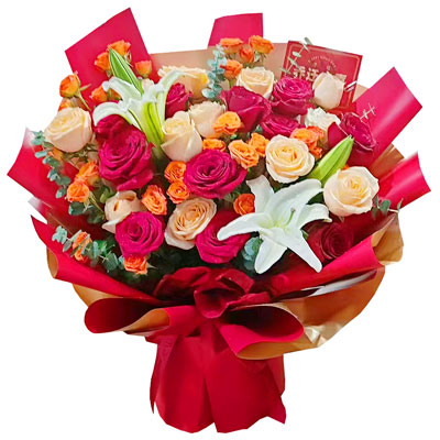 兴安19朵玫瑰百合，爱情永不凋零