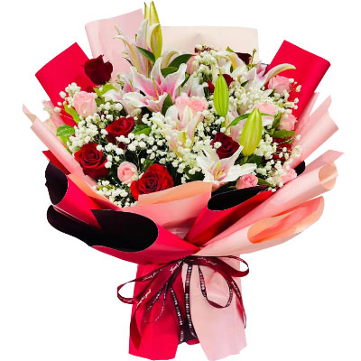 兴安19朵玫瑰混搭百合，我的心属于你