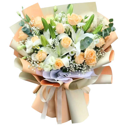 兴安19朵香槟玫瑰百合，你是我的真爱